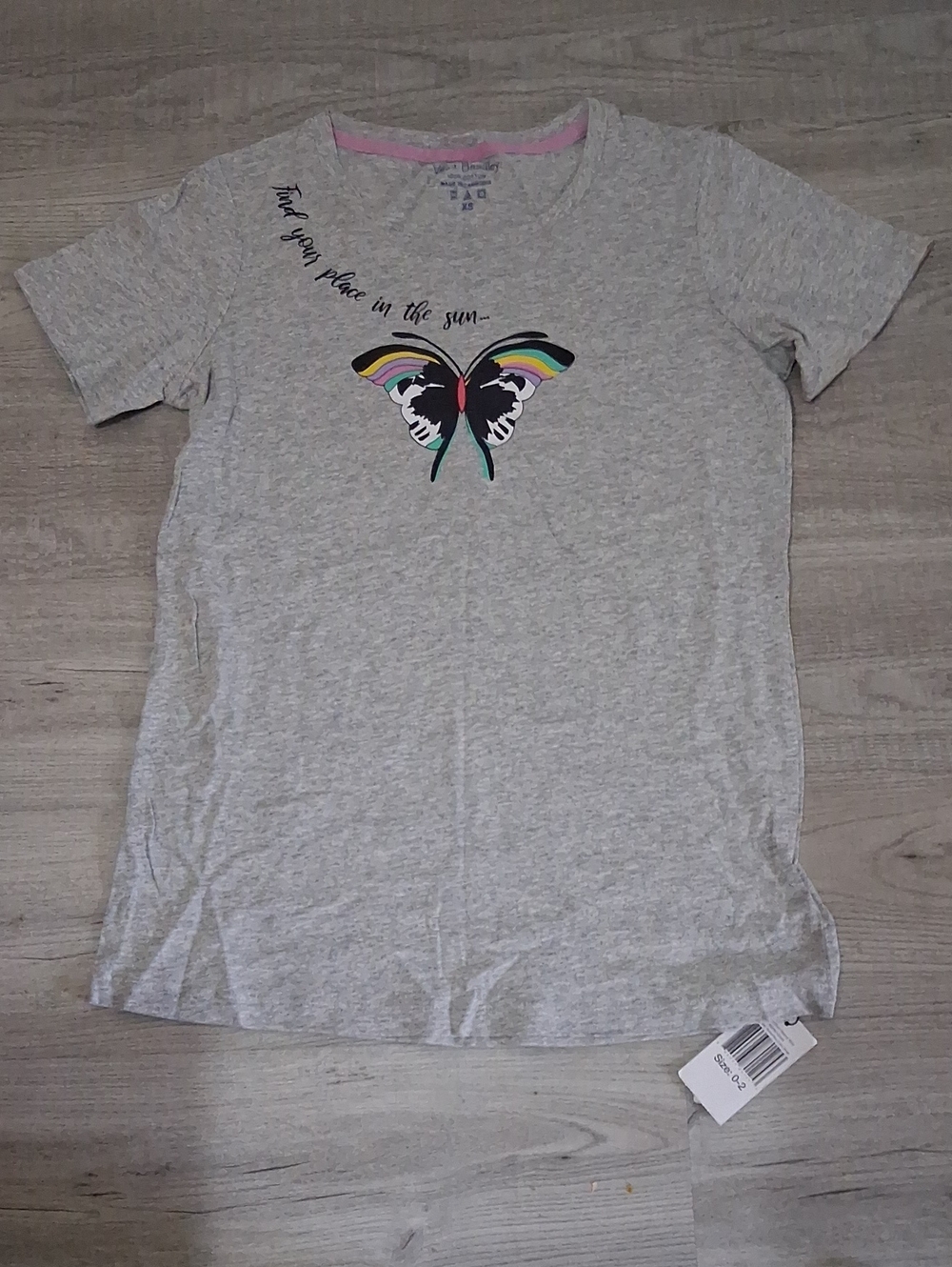 Vera Bradley 100% Cotton Butterfly Short Sleeve T- Shirt, Spring Summer Casual